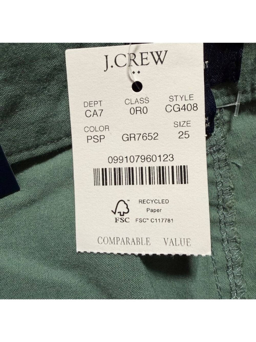 J. Crew Factory The Ella Wide Leg Cropped Pant Green Size 25 NWT - Picture 4 of 5